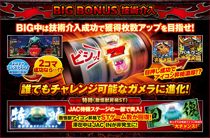パチスロ ガメラ2のゲーム画面